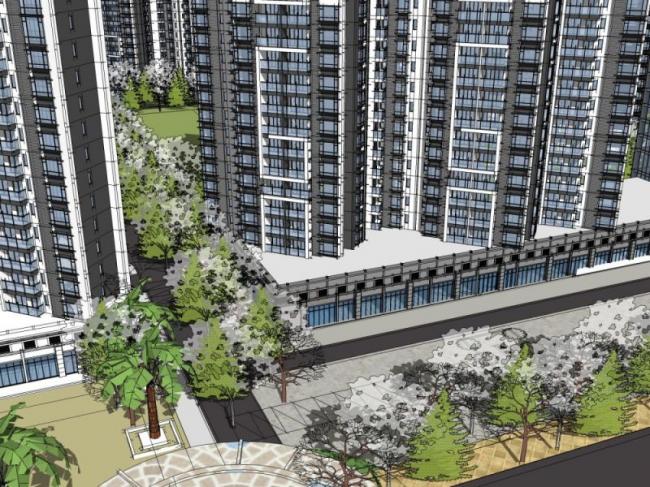 Sketchup住宅模型|高层住宅小区,现代风格 Sketchup住宅模型|高层住宅小区,现代风格