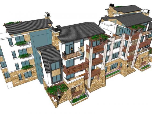 Sketchup住宅模型|多层住宅,现代风格 Sketchup住宅模型|多层住宅,现代风格