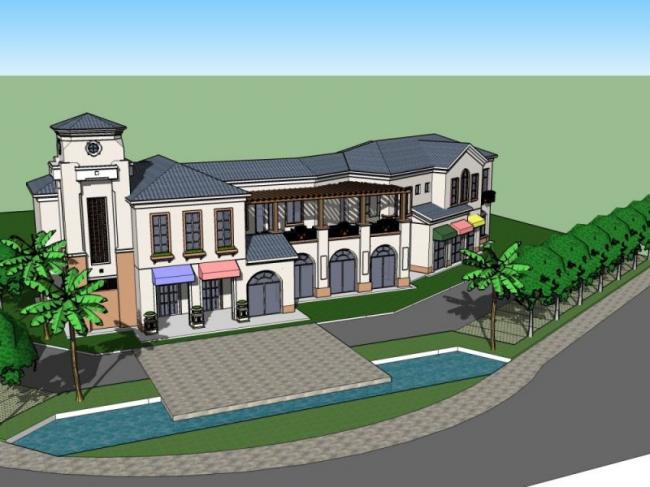 Sketchup商业模型|低层商业建筑,现代风格 Sketchup商业模型|低层商业建筑,现代风格