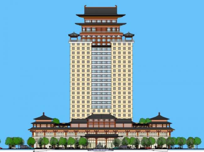 Sketchup酒店模型|高层酒店,现代中式风格 Sketchup酒店模型|高层酒店,现代中式风格