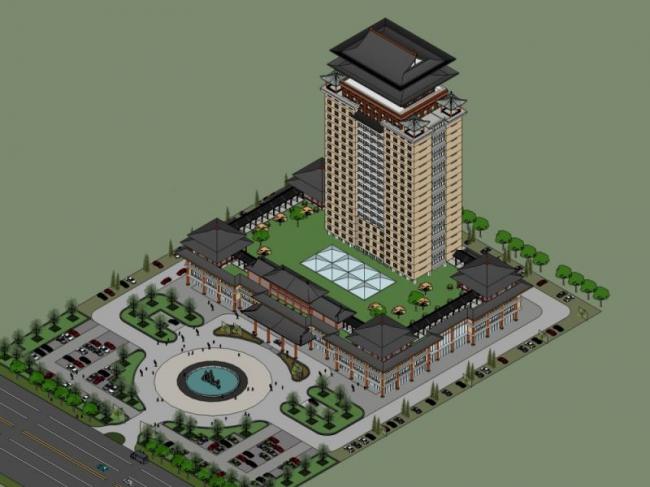 Sketchup酒店模型|高层酒店,现代中式风格 Sketchup酒店模型|高层酒店,现代中式风格