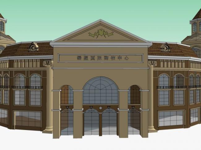 Sketchup商业模型|多层购物中心,古典风格 Sketchup商业模型|多层购物中心,古典风格