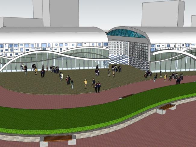 Sketchup车站路桥|多层客运站,现代风格 Sketchup车站路桥|多层客运站,现代风格
