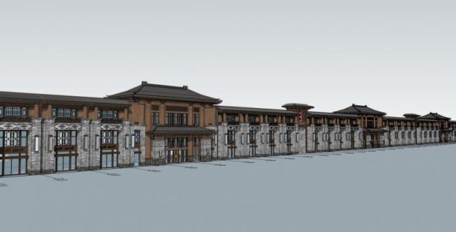 Sketchup商业模型|多层商业街,中式风格 Sketchup商业模型|多层商业街,中式风格
