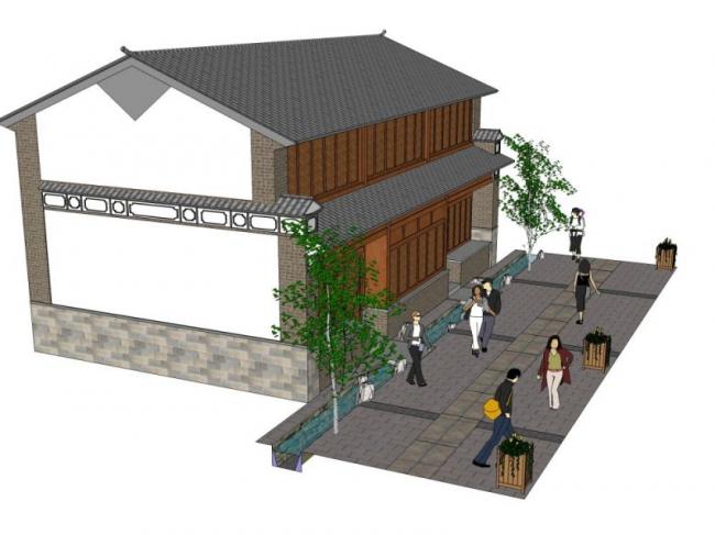 Sketchup商业模型|低层商业,中式风格 Sketchup商业模型|低层商业,中式风格