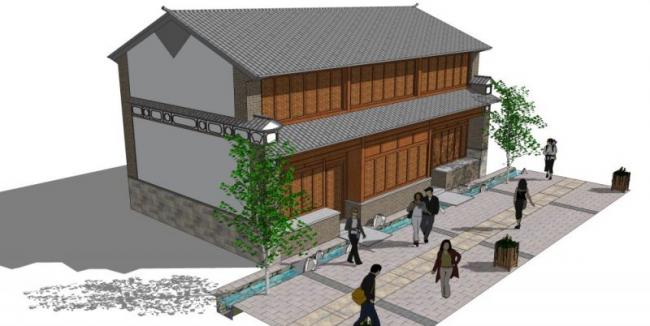 Sketchup商业模型|低层商业,中式风格 Sketchup商业模型|低层商业,中式风格