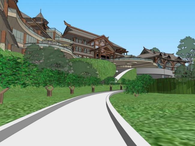 Sketchup商业模型|会所,现代中式风格 Sketchup商业模型|会所,现代中式风格