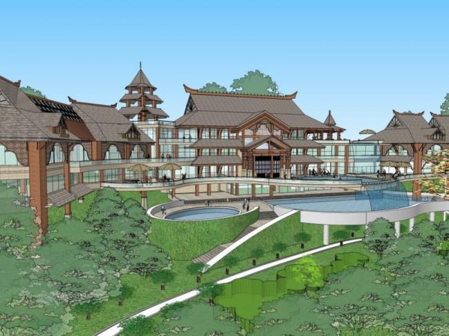 Sketchup商业模型|会所,现代中式风格 Sketchup商业模型|会所,现代中式风格