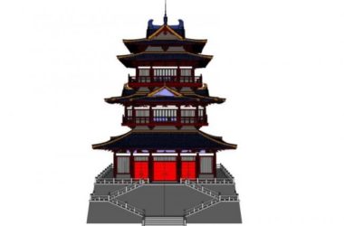 Sketchup古建筑模型|多层藏经阁,古建,中式风格-BIM建筑网