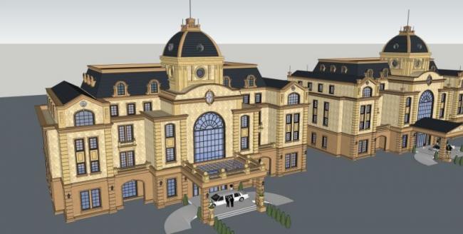 Sketchup商业模型|多层会所,欧式古典风格 Sketchup商业模型|多层会所,欧式古典风格