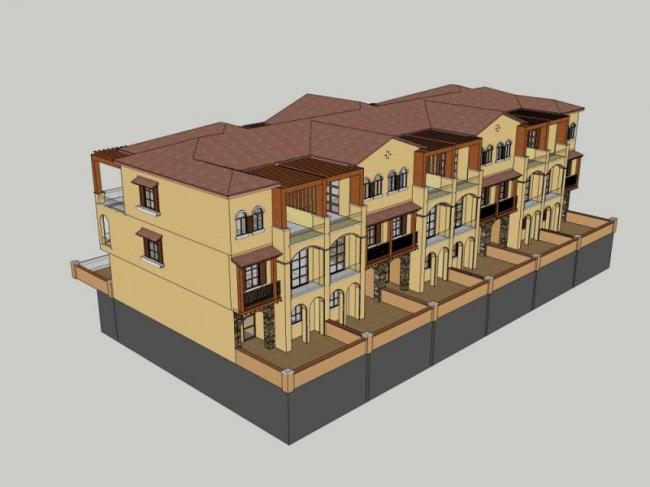 Sketchup住宅模型|联排住宅,古典风格 Sketchup住宅模型|联排住宅,古典风格