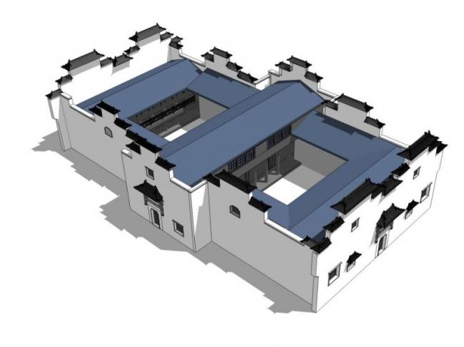 Sketchup住宅模型|徽派民居,现代中式风格 Sketchup住宅模型|徽派民居,现代中式风格