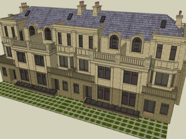 Sketchup住宅模型|联排住宅,古典风格 Sketchup住宅模型|联排住宅,古典风格
