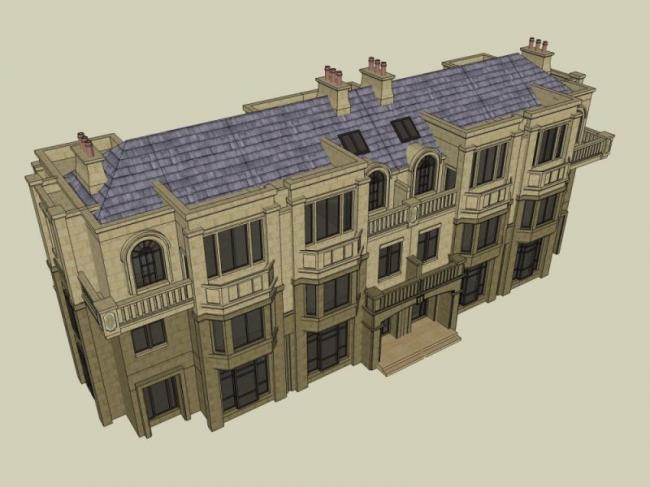 Sketchup住宅模型|联排住宅,古典风格 Sketchup住宅模型|联排住宅,古典风格