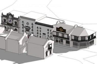 Sketchup商业模型|低层商业街，中式风格-BIM建筑网