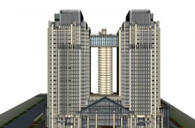 Sketchup综合体模型|超高层商业综合体，住宅，办公，古典风格-BIM建筑网