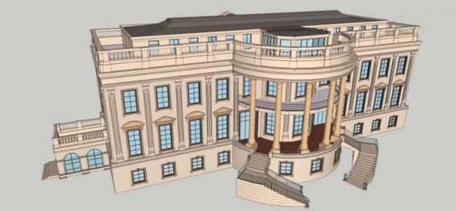 Sketchup商业模型|多层会所,法式风格 Sketchup商业模型|多层会所,法式风格