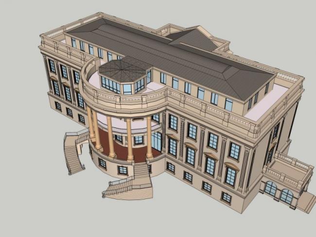 Sketchup商业模型|多层会所,法式风格 Sketchup商业模型|多层会所,法式风格