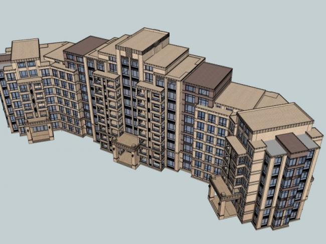 Sketchup住宅模型|多层住宅,现代风格 Sketchup住宅模型|多层住宅,现代风格