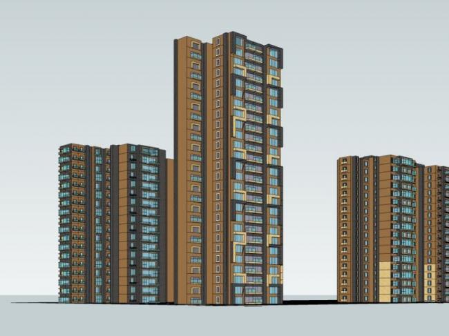 Sketchup住宅模型|高层住宅,现代风格-BIM建筑网