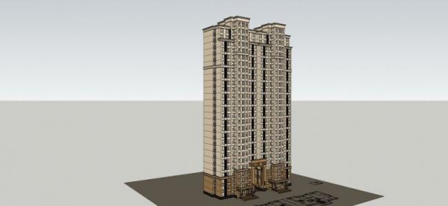 Sketchup住宅模型|超高层住宅楼,古典风格 Sketchup住宅模型|超高层住宅楼,古典风格