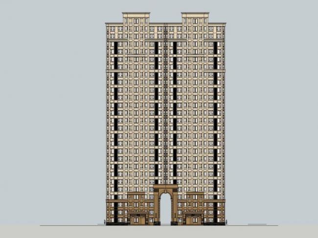Sketchup住宅模型|超高层住宅楼,古典风格 Sketchup住宅模型|超高层住宅楼,古典风格