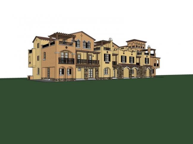 Sketchup住宅模型|联排别墅,欧式风格 Sketchup住宅模型|联排别墅,欧式风格