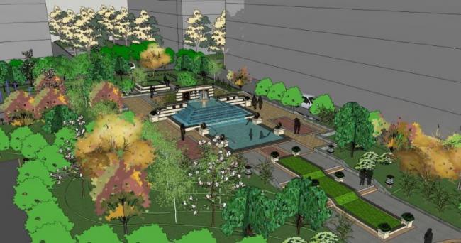 Sketchup景观模型|广场景观,古典风格 Sketchup景观模型|广场景观,古典风格