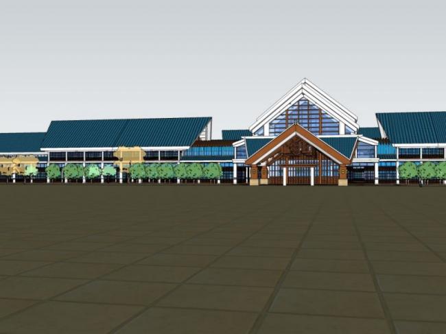 Sketchup酒店模型|多层宾馆,现代中式风格 Sketchup酒店模型|多层宾馆,现代中式风格