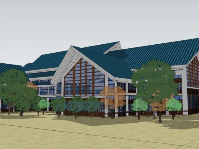 Sketchup酒店模型|多层宾馆,现代中式风格 Sketchup酒店模型|多层宾馆,现代中式风格