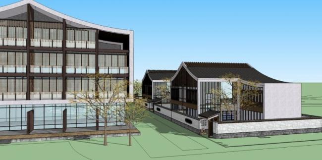 Sketchup酒店模型|多层酒店,中式风格 Sketchup酒店模型|多层酒店,中式风格