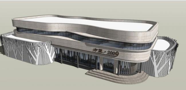 Sketchup商业模型|低层商业建筑,现代风格 Sketchup商业模型|低层商业建筑,现代风格