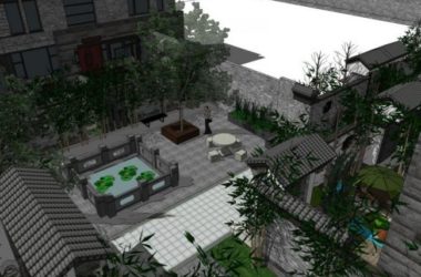 Sketchup景观模型|庭院景观,住宅景观,中式风格-BIM建筑网