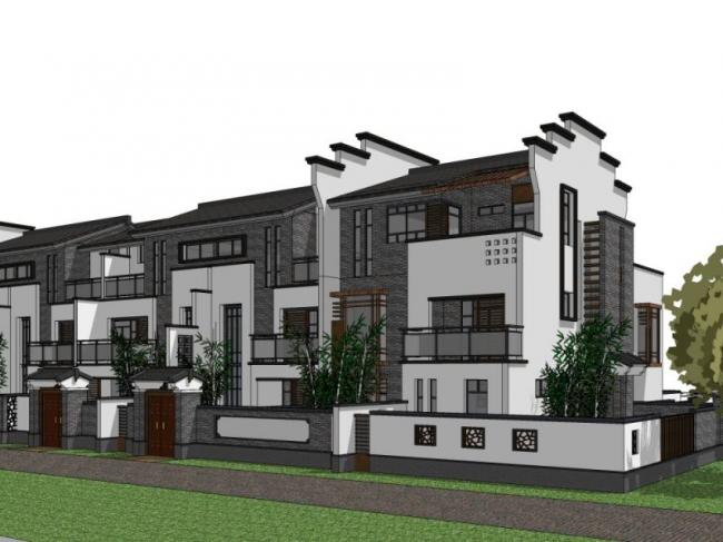 Sketchup住宅模型|多层住宅,中式风格 Sketchup住宅模型|多层住宅,中式风格