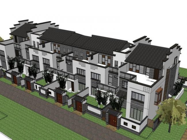 Sketchup住宅模型|多层住宅,中式风格 Sketchup住宅模型|多层住宅,中式风格