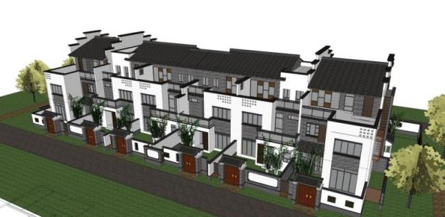 Sketchup住宅模型|多层住宅,中式风格 Sketchup住宅模型|多层住宅,中式风格
