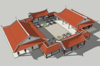 Sketchup古建筑模型|多层闽南建筑,中式风格,古建-BIM建筑网