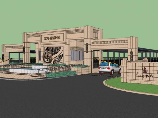 Sketchup酒店模型|会所入口,古典风格 Sketchup酒店模型|会所入口,古典风格