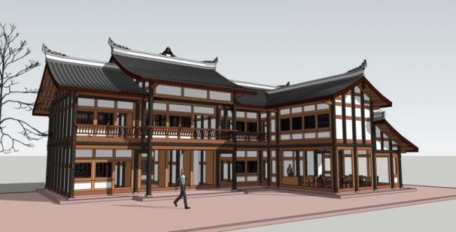 Sketchup住宅模型|小木屋,中式风格 Sketchup住宅模型|小木屋,中式风格