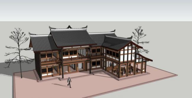 Sketchup住宅模型|小木屋,中式风格 Sketchup住宅模型|小木屋,中式风格