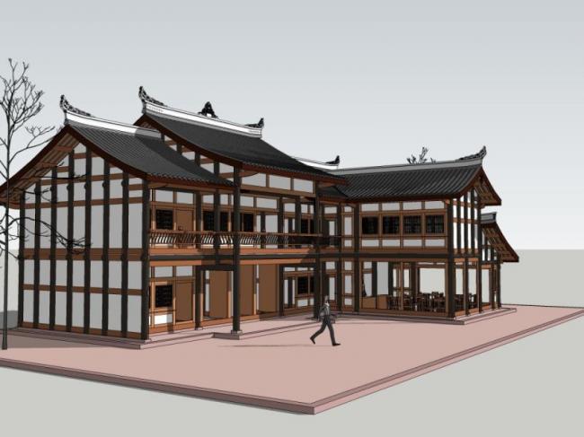 Sketchup住宅模型|小木屋,中式风格 Sketchup住宅模型|小木屋,中式风格