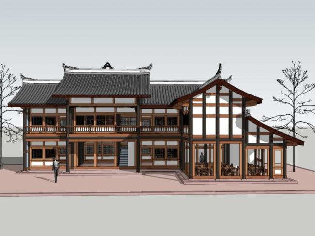 Sketchup住宅模型|小木屋,中式风格 Sketchup住宅模型|小木屋,中式风格