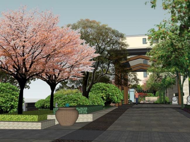 Sketchup景观模型|住宅景观,现代中式风格 Sketchup景观模型|住宅景观,现代中式风格