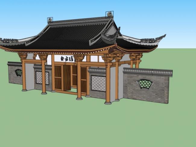 Sketchup小品模型|大门,中式风格,小品 Sketchup小品模型|大门,中式风格,小品