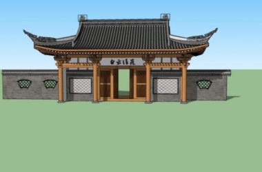Sketchup小品模型|大门,中式风格,小品-BIM建筑网