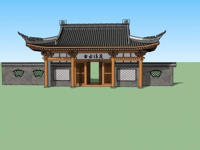 Sketchup小品模型|大门,中式风格,小品 Sketchup小品模型|大门,中式风格,小品
