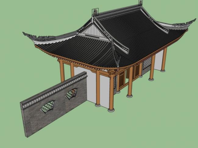 Sketchup小品模型|大门,中式风格,小品 Sketchup小品模型|大门,中式风格,小品