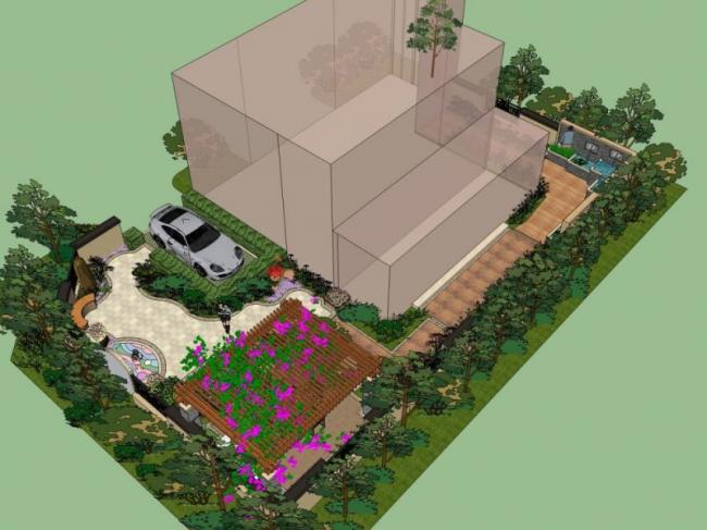 Sketchup景观模型|别墅景观,古典风格 Sketchup景观模型|别墅景观,古典风格