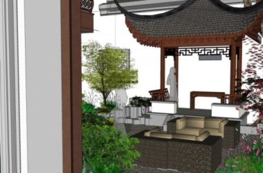 Sketchup景观模型|庭院景观,中式风格-BIM建筑网