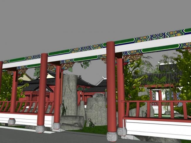 Sketchup景观模型|庭院景观,中式风格 Sketchup景观模型|庭院景观,中式风格